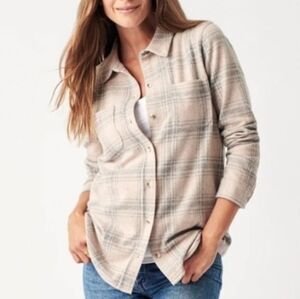 Faherty Legend Plaid Sweater Shirt Rose Briarwood Plaid